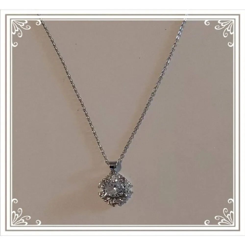 CERTIFIED Genuine Moissanite Diamond 1 Ct. Round Solitaire Explosion Necklace